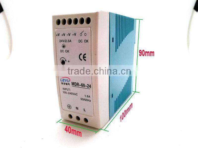 ISO9001 MINI Size 60W 12V 24V din rail AC DC CE Approved china power supply