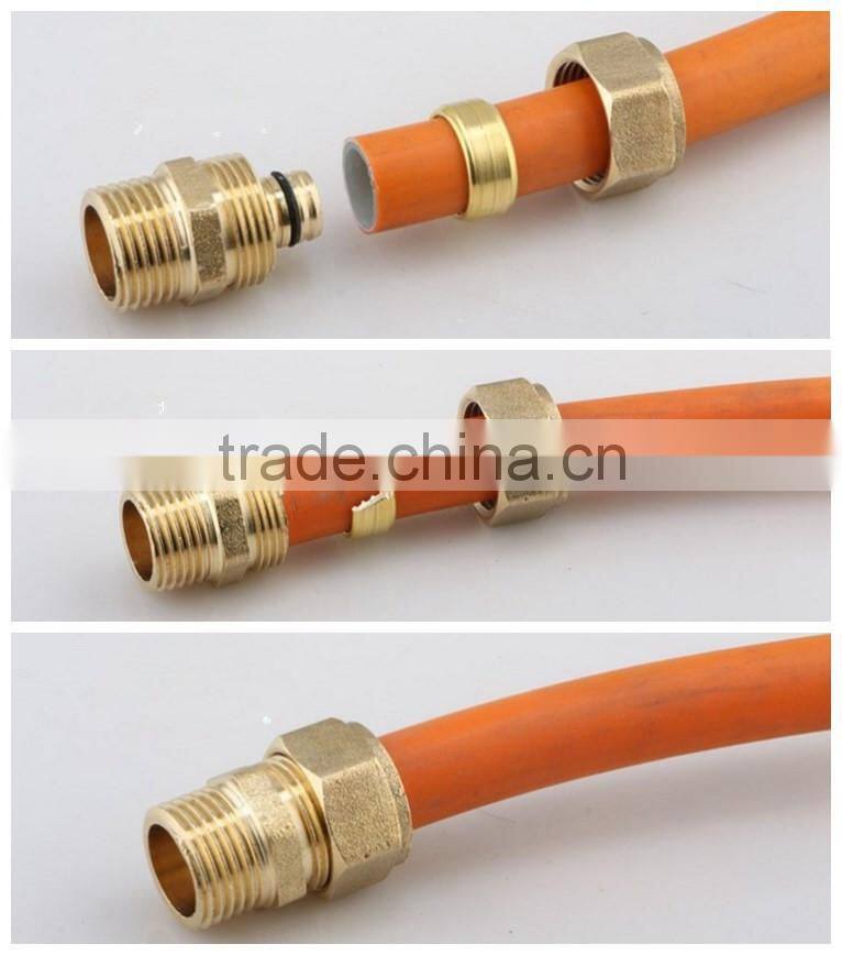 Flexible tee pex al pex pipe and fittings brass connector