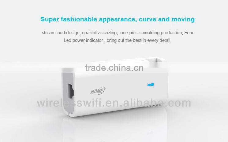Portable 4400mAh power bank+ wireless N smart portable wifi repeater router gateway