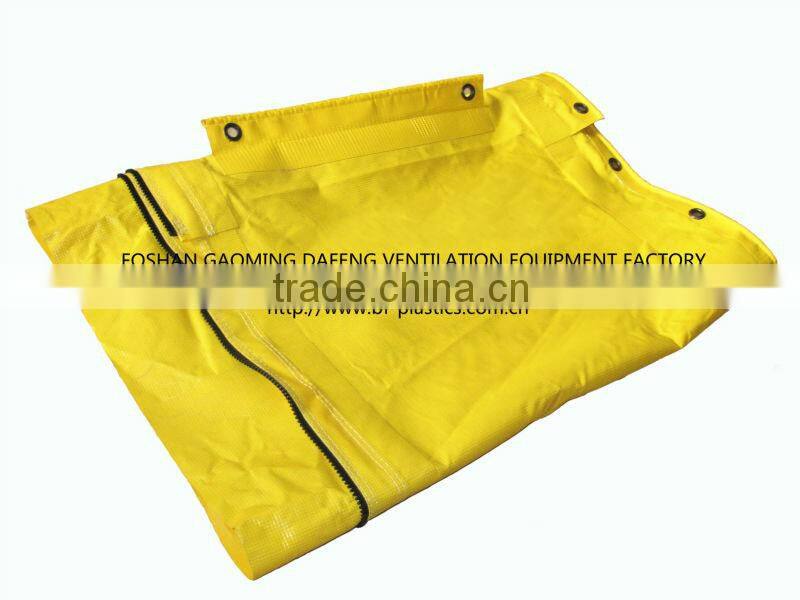 680GSM fire resistant yellow strong PVC tunnel vent duct with snap hooks