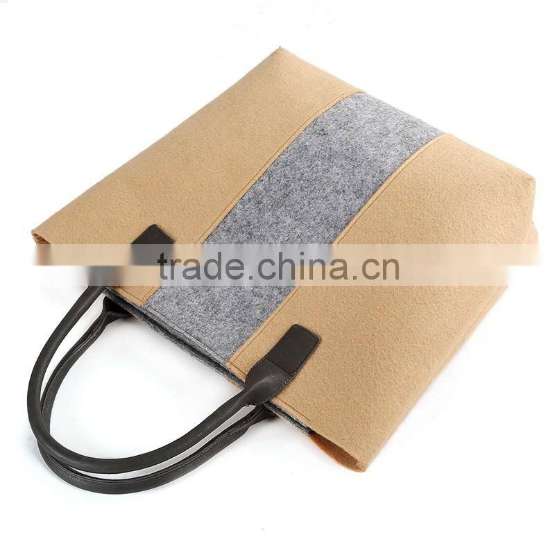 Women Famous Brand Japanese Style Simple Design Patchwork Shoulder Bag Shopping Bags Tote Wool Felt Handbags