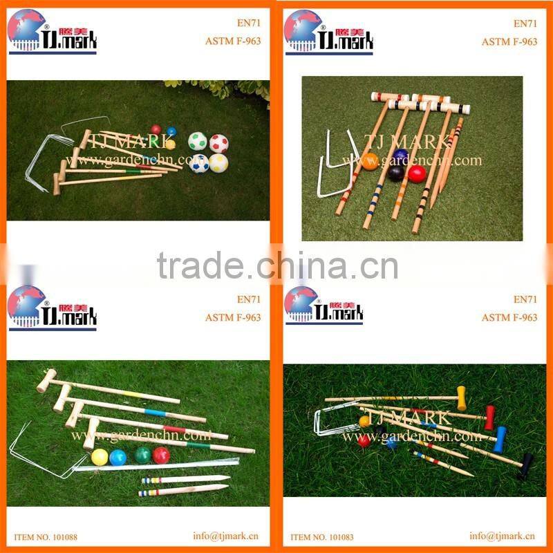WOODEN 6 PLAYER CROQUET SET & BAG GARDEN GAME FOR KIDS
