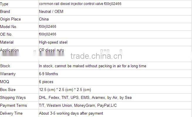 common rail diesel injector control valve f00rj02466
