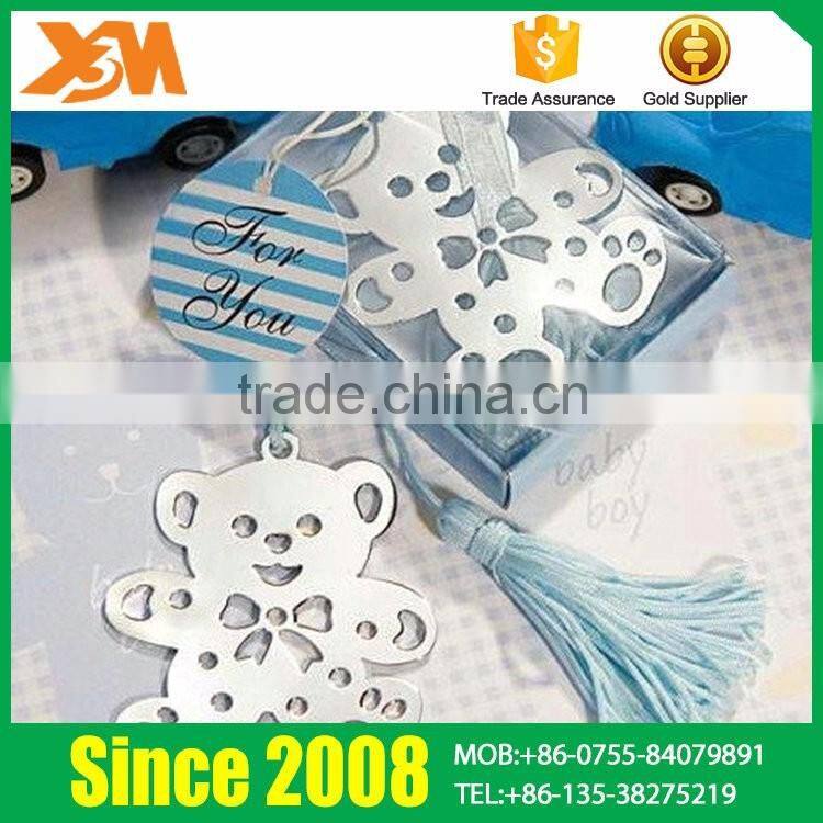 Small Silver Bear Shaped Customized Fancy Bookmark With Fringe