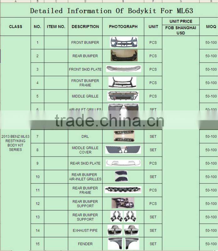 Bodykit For 2013 BENZ ML 63