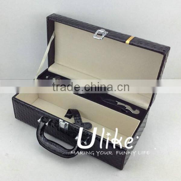 Leather beverage packing box Luxury Black Leather Wine Case Package wedding favors
