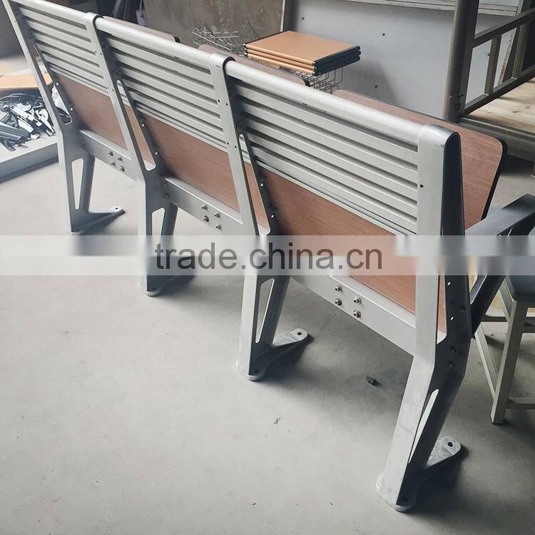 Cheap Aluminum Attached Folding College School Student Desk and Chair HXFD001