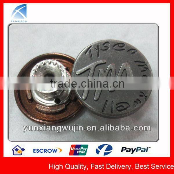 YX2477 High Quality Fashion Alloy Metal Jeans Button with Shank
