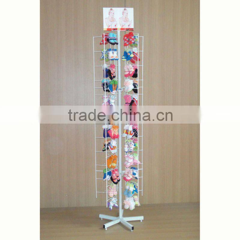 compact metal rotating floor display with small space occupying