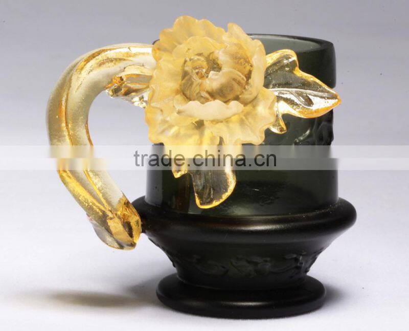 2015 new design hot sale crystal coffee cup, saucer coffee cup and saucer