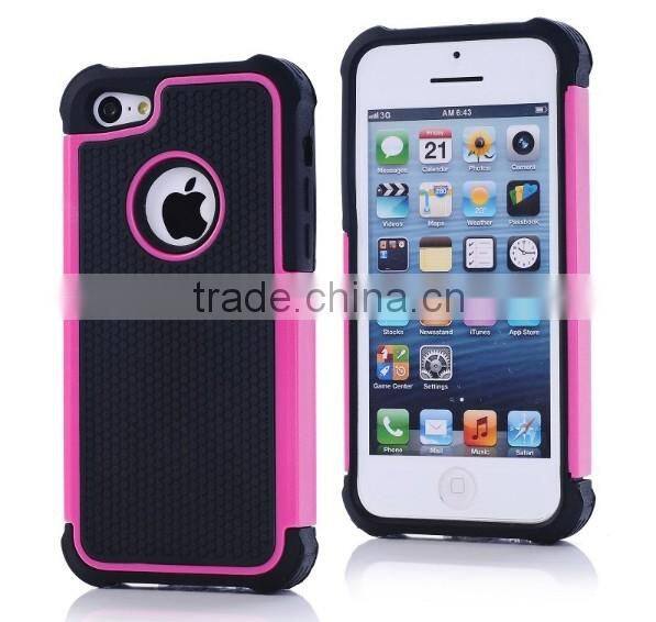 2014 Hot Design Soft Silicon Case With Hard Back Case For iPhone 5 5S