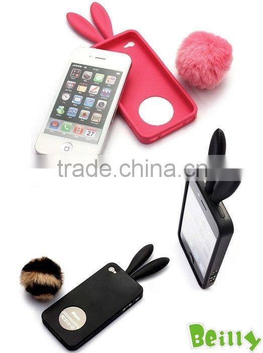 Newest fashion rabbit ear design high quality silicone mobile phone cover