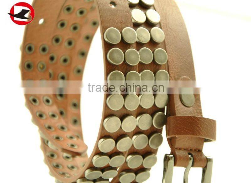 2016 New Fashion Women Brown Studded Leather Belt