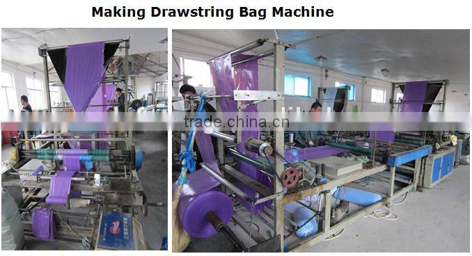 HDPE plastic blue drawstring trash bag on roll