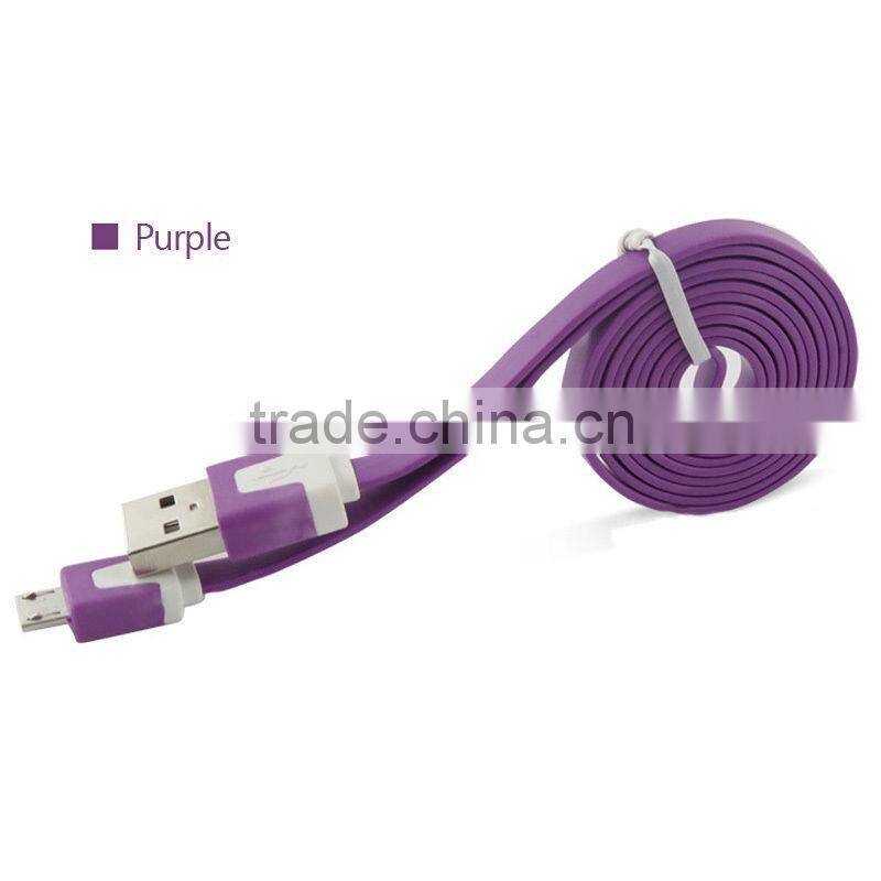 Colorful Flat Micro USB Cable for Galaxy HTC Blackberry