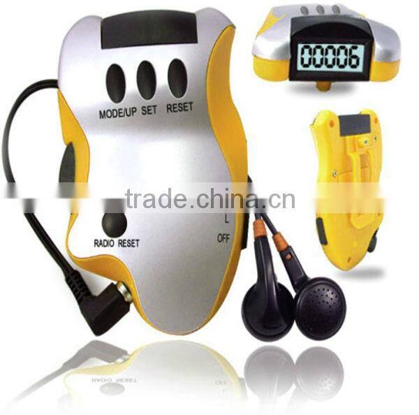 Pedometer with FM radio Multifunction pedometer with earphone