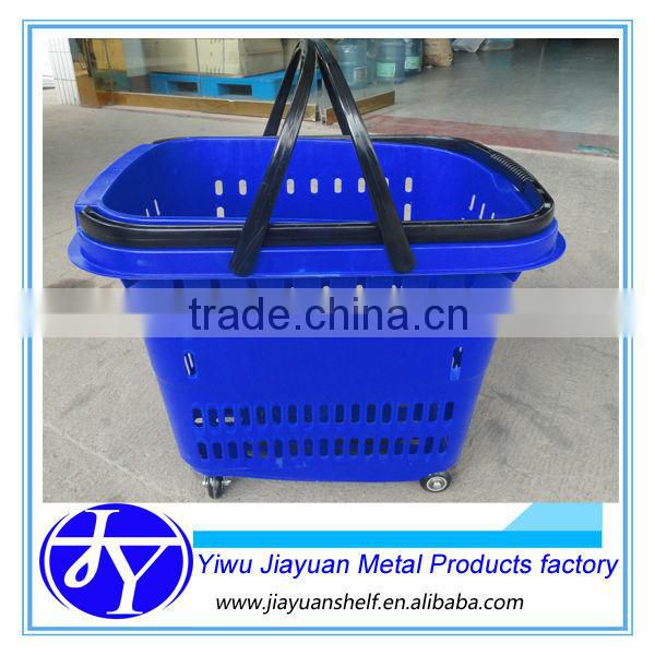 55L four wheels shopping basket with folding handle bar