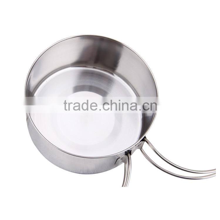 4 pieces of stainless steel metal travel lunch box set & camping cookware