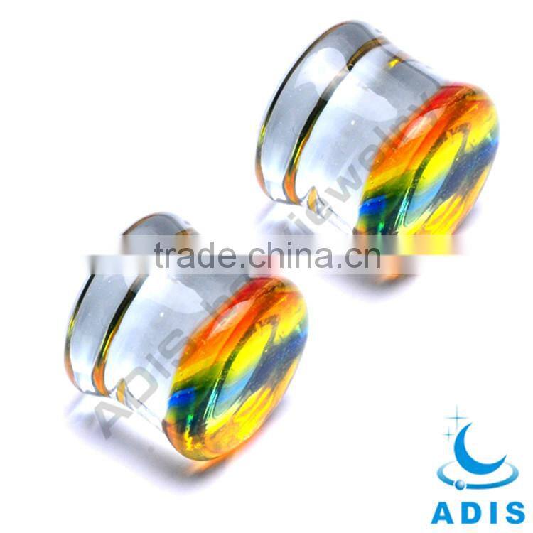 Body piercing jewellery colorful wholesale custom pyrex glass ear stretcher