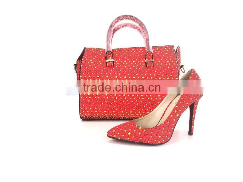 2016 Wholesale Ankara Wax High heel Shoes/african Wax Shoes And Bags