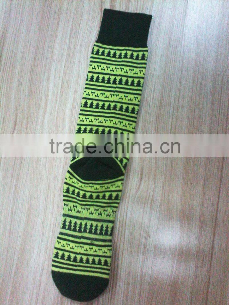 2014 Jacquard 100 Cotton High Quality Soft Green Tree Tube In-stocking Women/Mens Socks