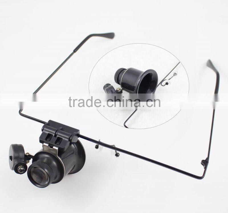 High quality Optical lens 2 LED Glasses Magnifier wholesale for repairing ,working,reading