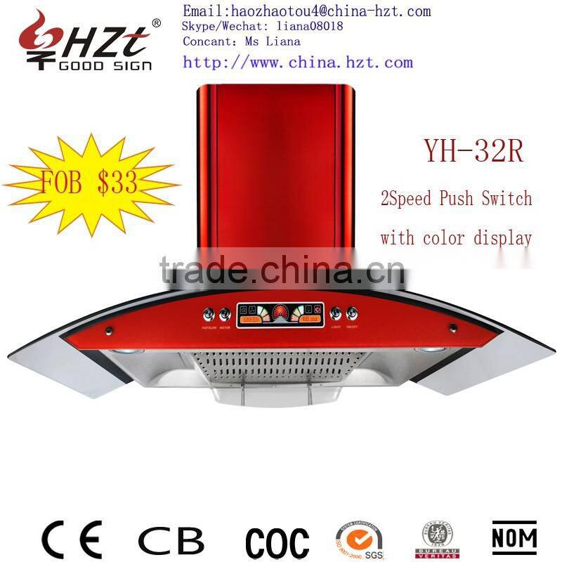 Cheap price wall mounted Red Color range hood /kitchen hood/cooker hood