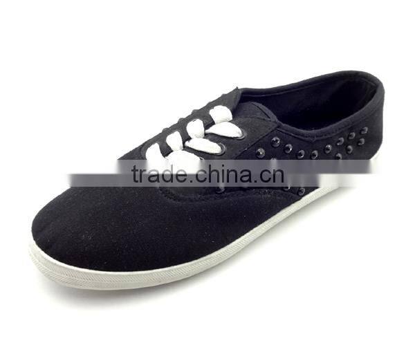 canvas woman and man shoes with studs