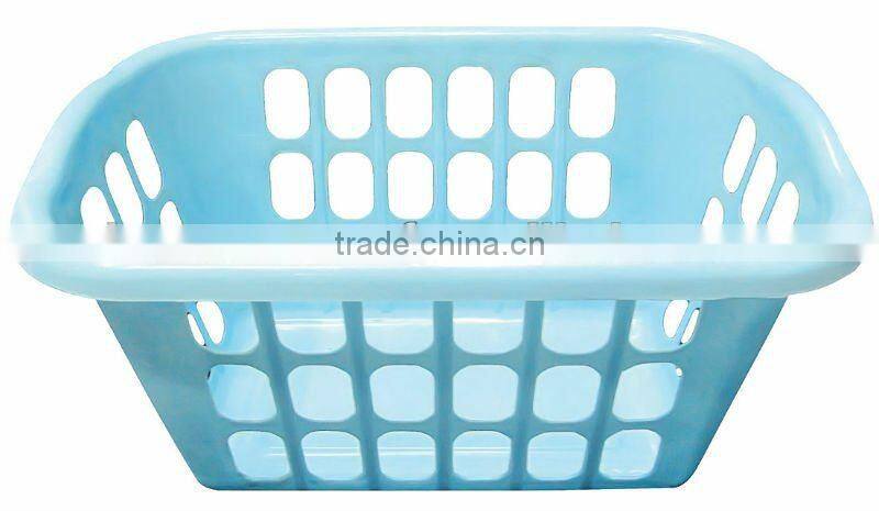 pink plastic laundry basket