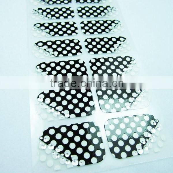 Newair custom korean rhinestone nail polish strip 3d nail polish sticker high quality transparent nail patch sticker 22 tips