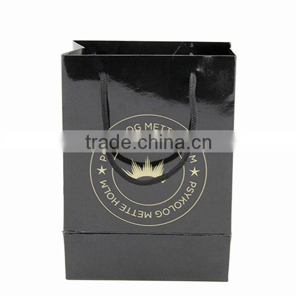 Coated paper printed luxury black with logo paper bag