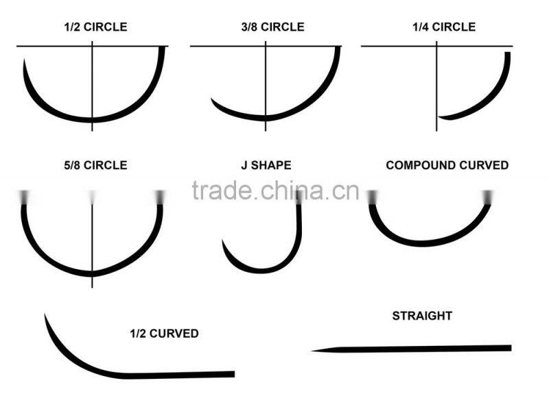 sterile curved suture needle with thread