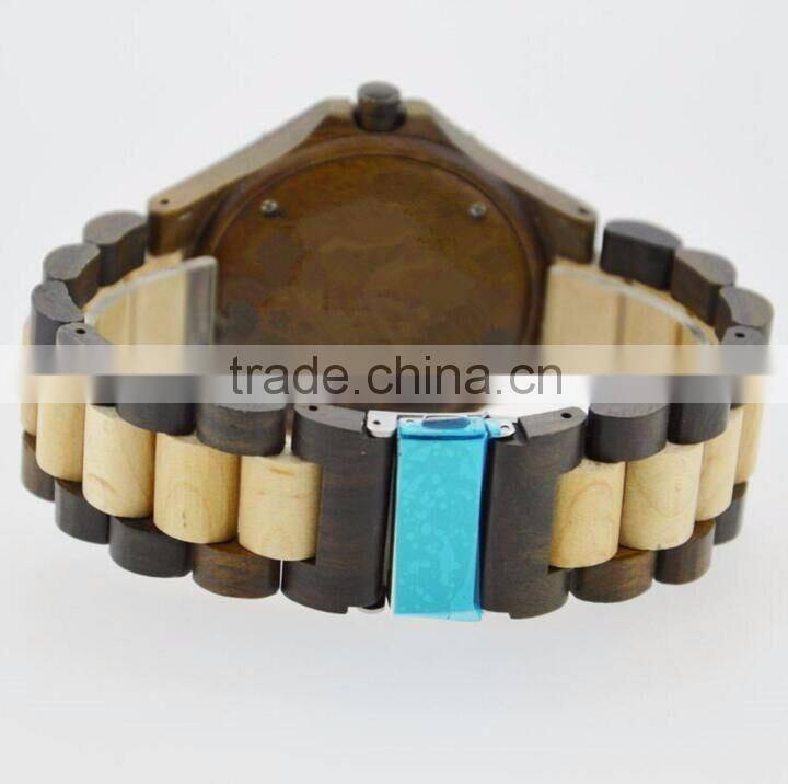 Handcraft Ebony Wooden Quartz Watch with customized logo