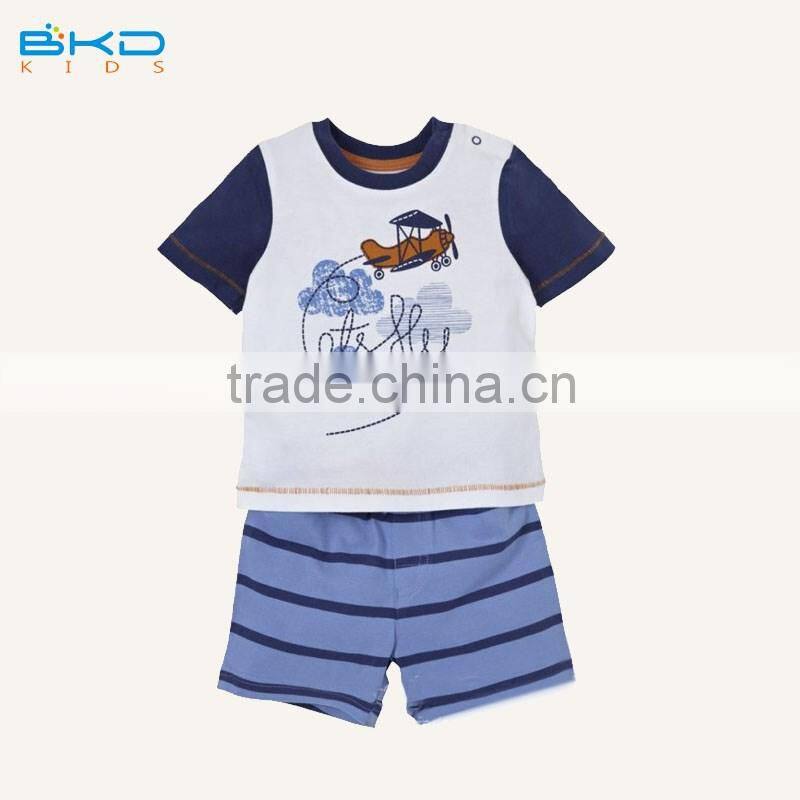 BKD Embroidery monkey t-shirs and fish pants for infant clothes set
