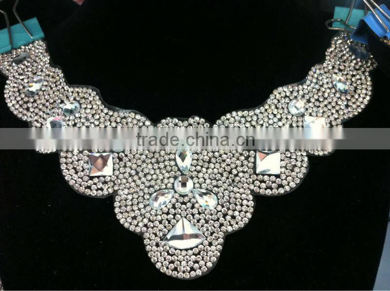 Nice quality hot fix handmade embroidered with stones and beads