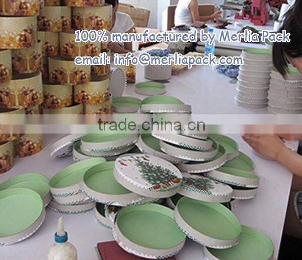 Round Christmas Storage Box Xmas Light the Bible Book Storage Oval Paper Mache Box