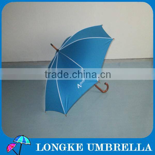 Zhejiang umbrella manufacturer custom design wooden handle umbrella with white border