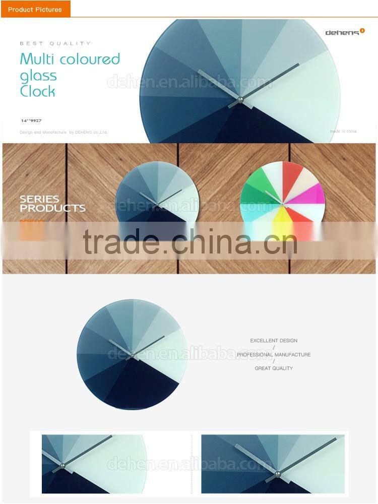 DEHENG 14'' stylish painting glass wall clock