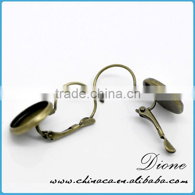 Earring Setting White Gold Cabochon Earring Setting 12mm Pad