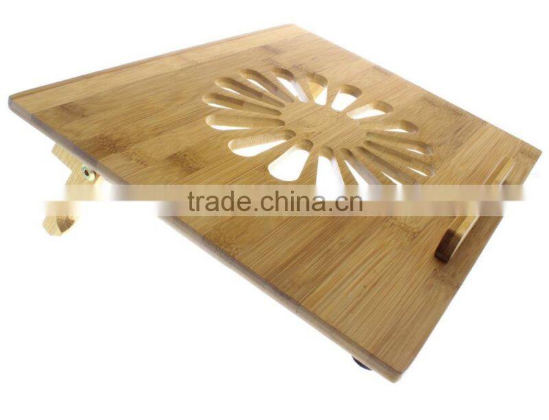 Natural Eco-Friendly Bamboo Cooling Vented Laptop Desk/Table Stand Up