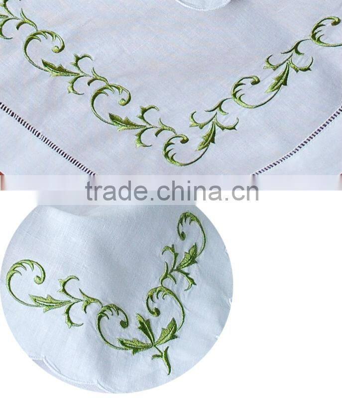 embroidery cotton linen mixed color border table clothes