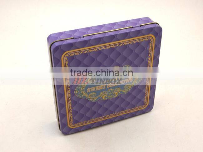 Square Make-up Cosmetic Tin Box with Hinged