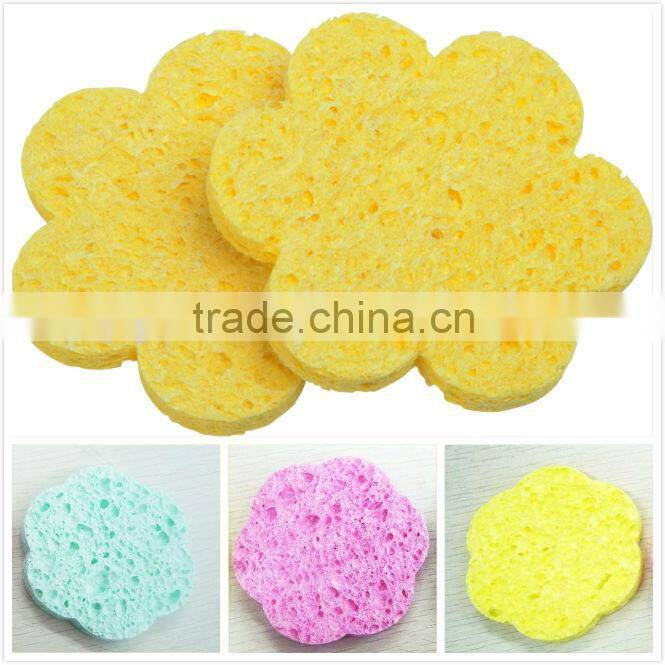 2014 Flower Shaped Yellow Facial Sponge