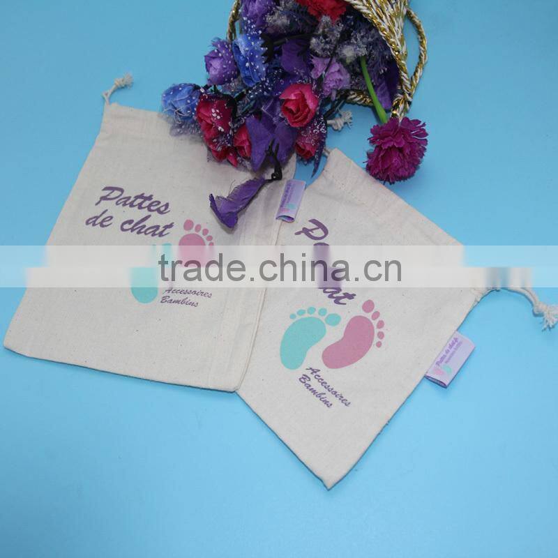 Organic small drawstring cotton gift bag exporter