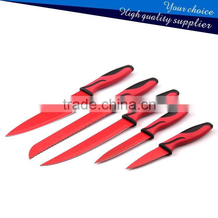 New Non-stick Chef Knife with Kitchen Acrylic Block Kitchen 5PCS Knife set