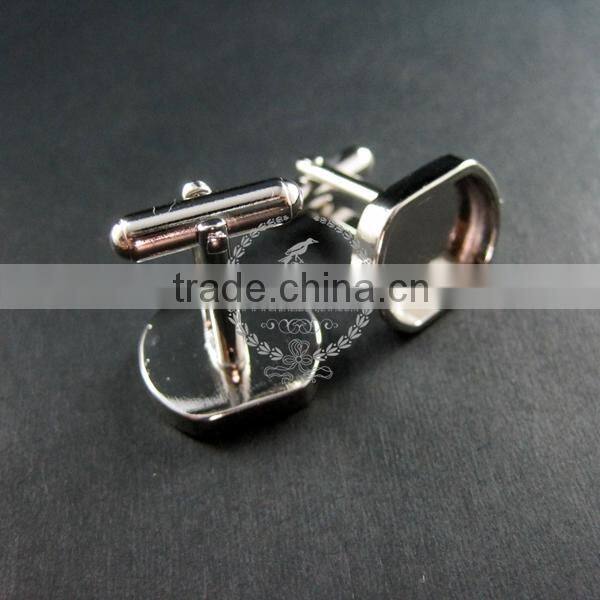 13.5x16.5mm setting size steam punk watch movement silver DIY base tray French cufflink supplies cuff link findings 1500024