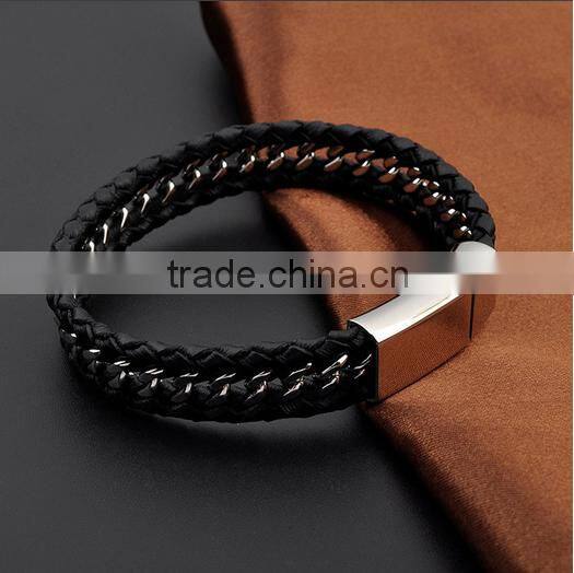 hot selling men genuine leather bracelets wholesale
