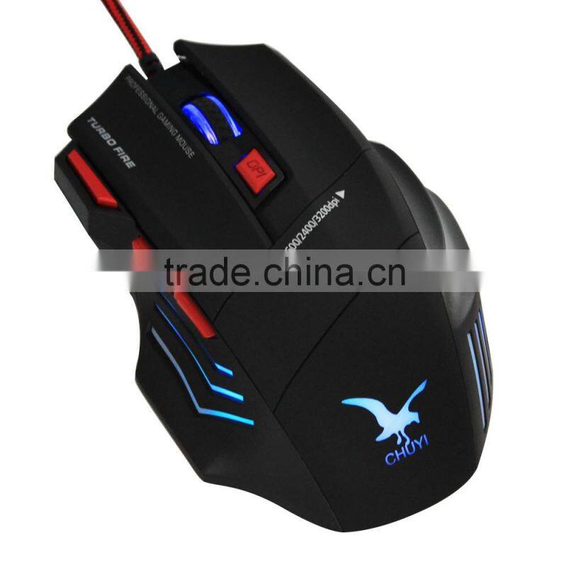 Hot sale 2400DPI Wired 7D Optical PRO Gaming Mouse Mice black