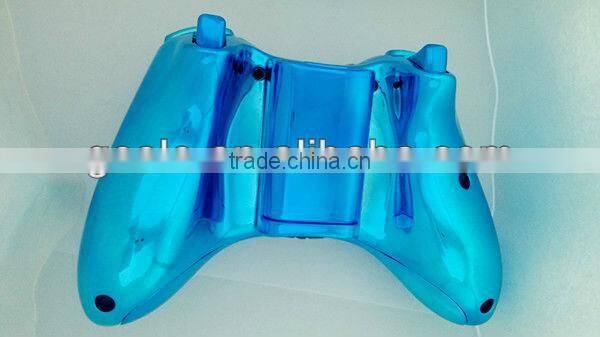 Chrome Controller Housing Shell for xBox360 Slim + Chrome light Blue transforming D-pad