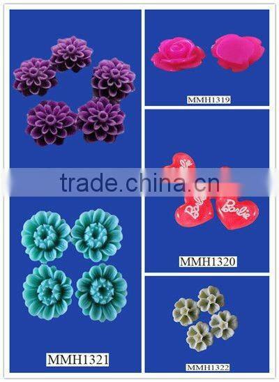 unber red color resin rose cabochon
